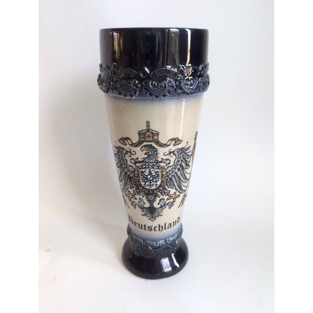 Vintage German King Pilsner Ceramic Beer Glass Weissbrau Deutschland 9 1/4”